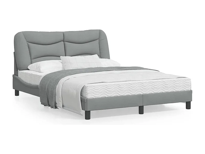 Cadre de lit avec lumières LED gris clair 140x190 tissu