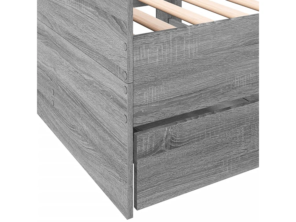 Lit de jour et tiroirs sonoma gris 90x190 bois d'ingénierie
