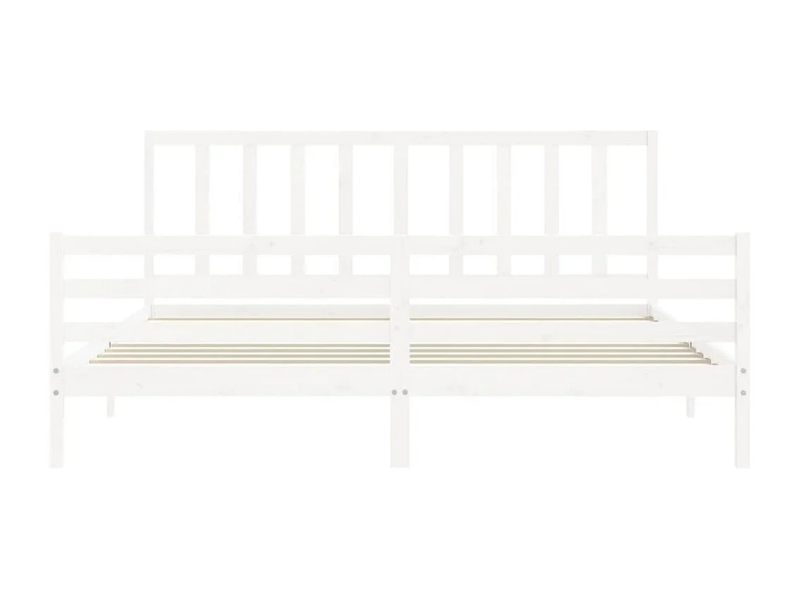 Cadre de lit avec tête de lit blanc 200x200 bois massif