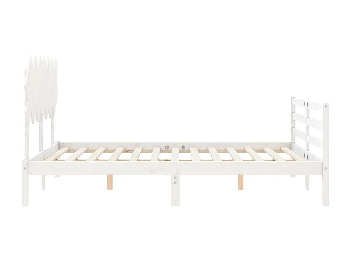 Cadre de lit avec tête de lit blanc 140x190 bois massif