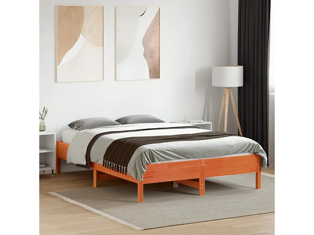 Cadre de lit cire marron 120x190 bois de pin massif