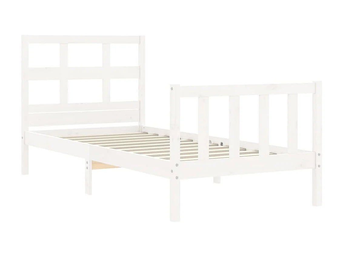 Cadre de lit avec tête de lit blanc 90x200 bois massif