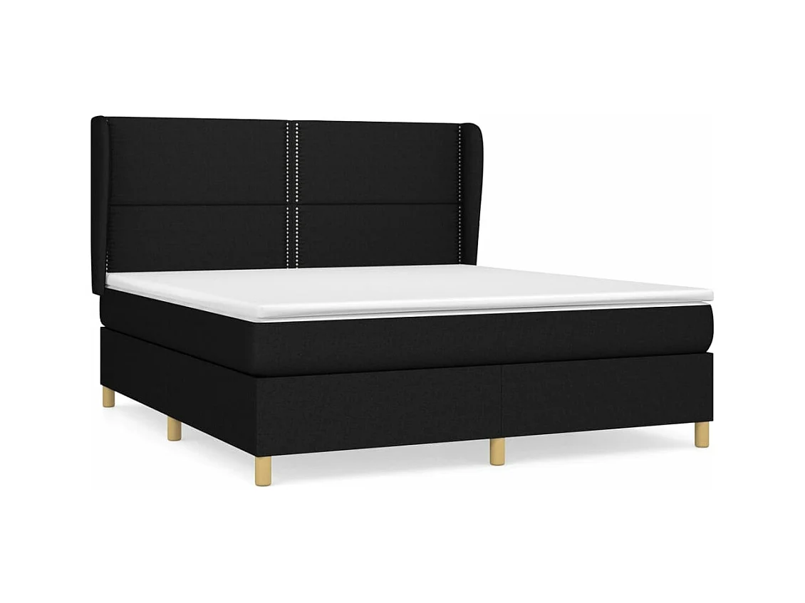 Sommier à lattes de lit avec matelas Noir 160x200 Tissu