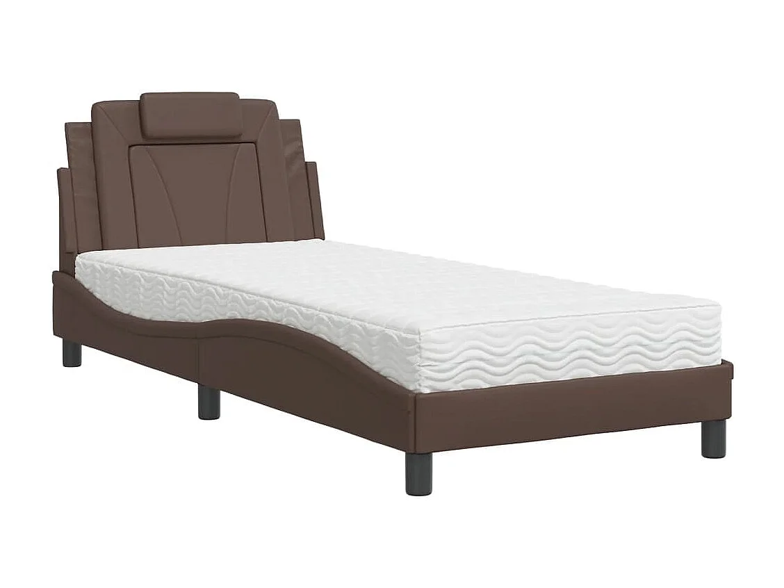 Lit avec matelas marron 80x200 similicuir