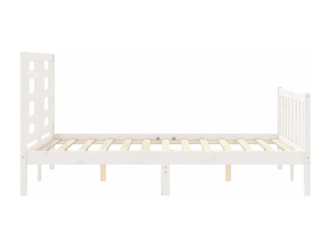 Cadre de lit avec tête de lit blanc 140x190 bois massif