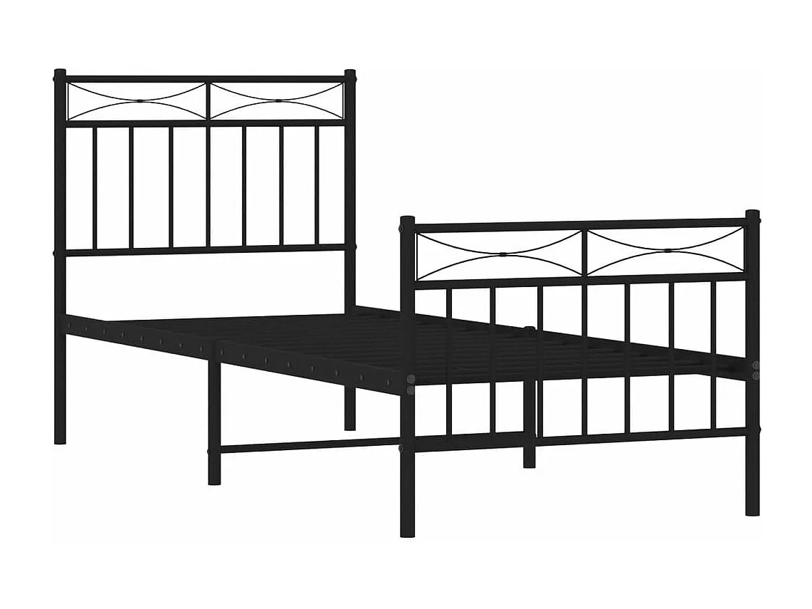 Cadre de lit métal avec tête de lit-pied de lit noir 75x190