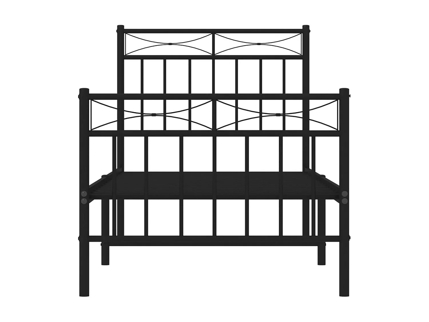 Cadre de lit métal avec tête de lit-pied de lit noir 75x190