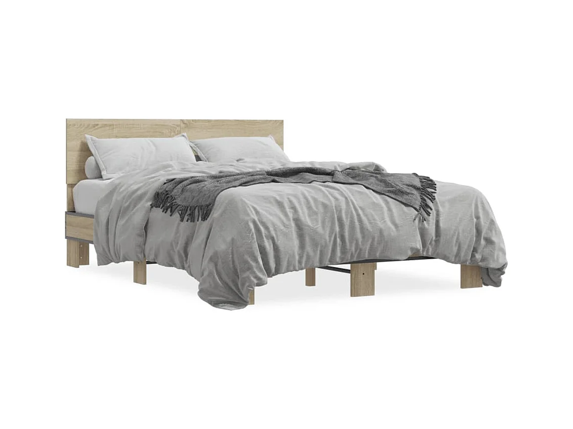 Cadre de lit chêne sonoma 140x200 bois d'ingénierie et métal