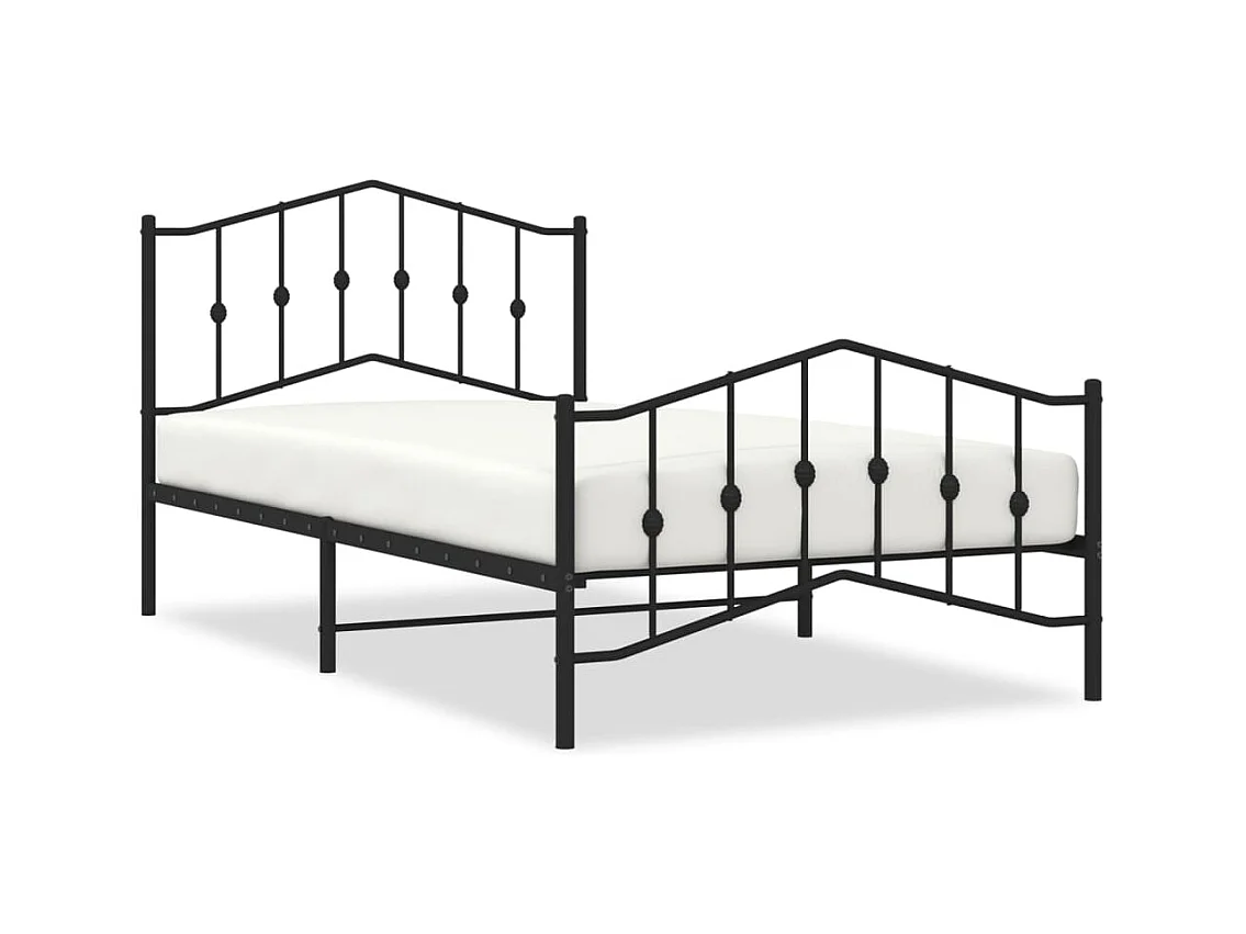 Cadre de lit métal avec tête de lit-pied de lit noir 107x203