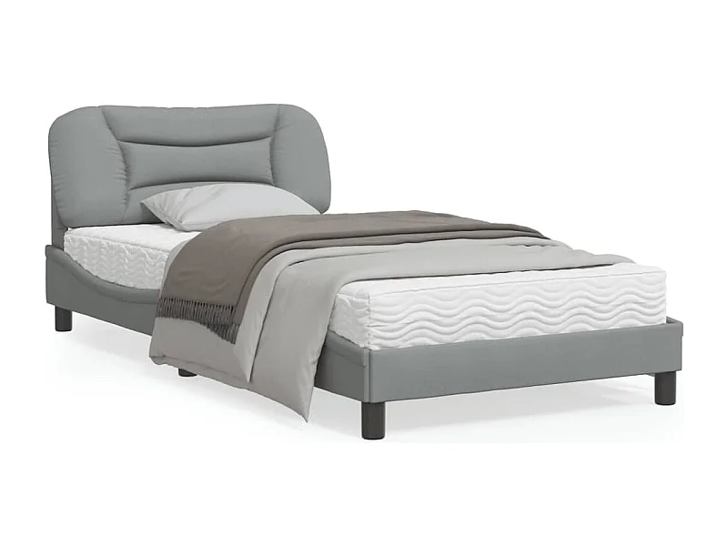 Cadre de lit avec lumières LED gris clair 100x200 tissu
