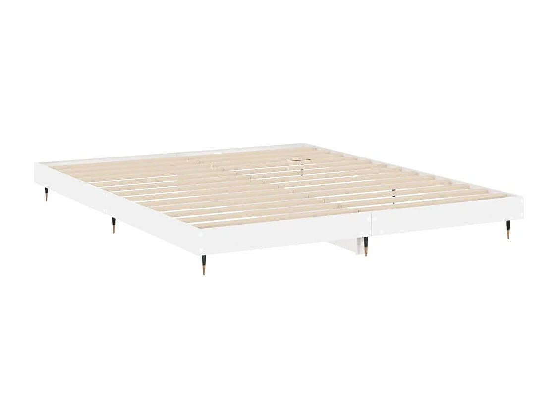 Cadre de lit blanc brillant 160x200 bois d'ingénierie