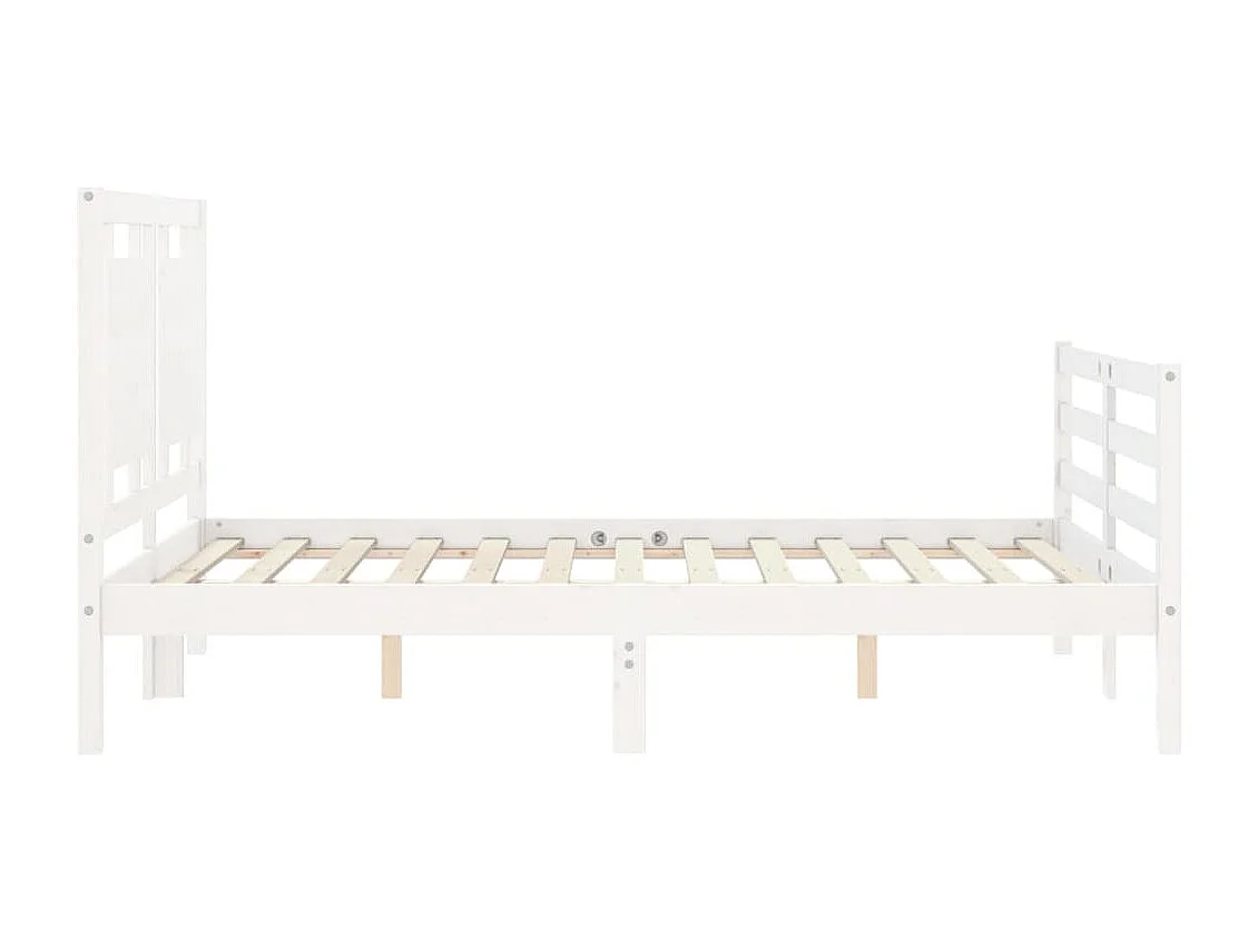 Cadre de lit avec tête de lit blanc petit double bois massif