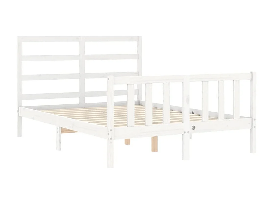 Cadre de lit avec tête de lit blanc 140x200 bois massif