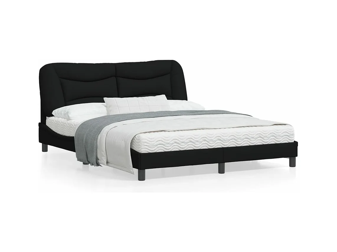 Cadre de lit avec lumières LED noir 160x200 tissu