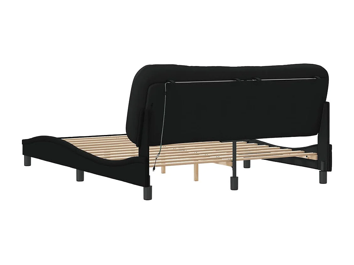 Cadre de lit avec lumières LED noir 160x200 tissu