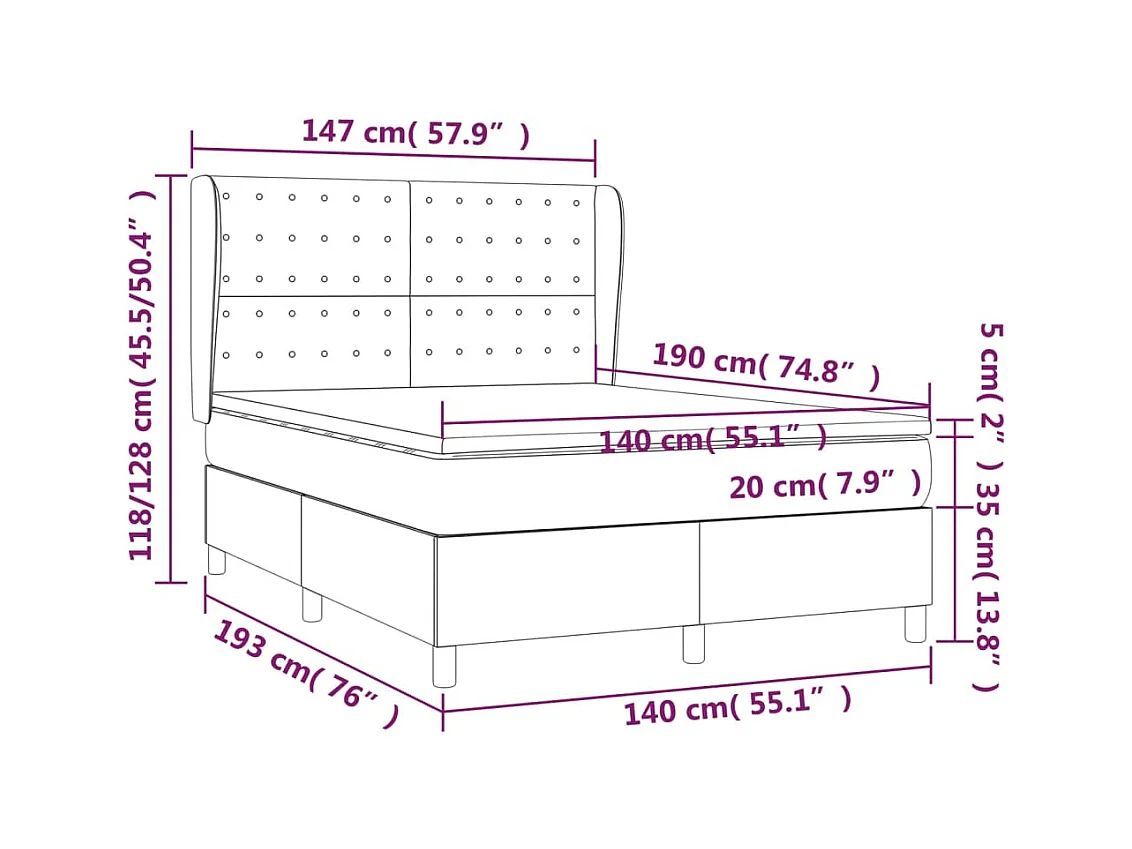 Sommier à lattes de lit avec matelas Cappuccino 140x190