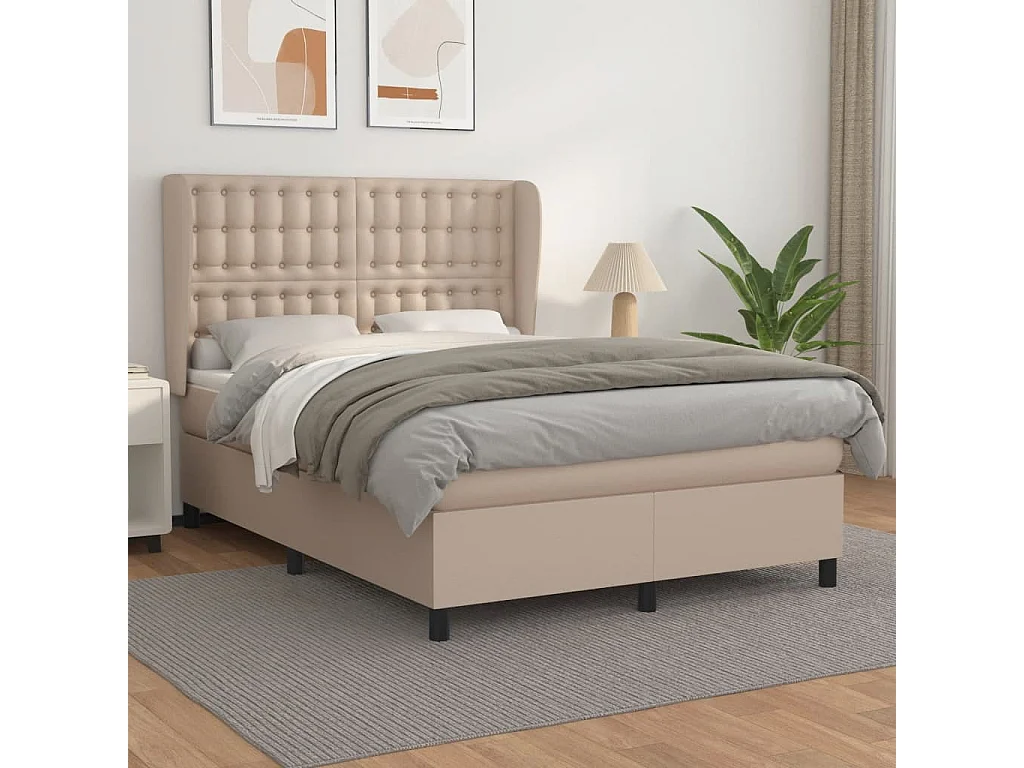 Sommier à lattes de lit avec matelas Cappuccino 140x190