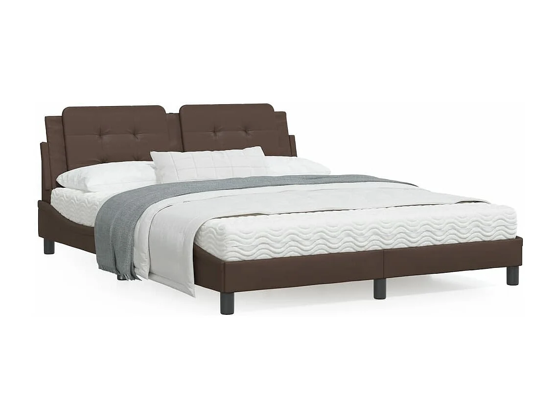 Bedframe met hoofdbord kunstleer bruin 160x200 cm