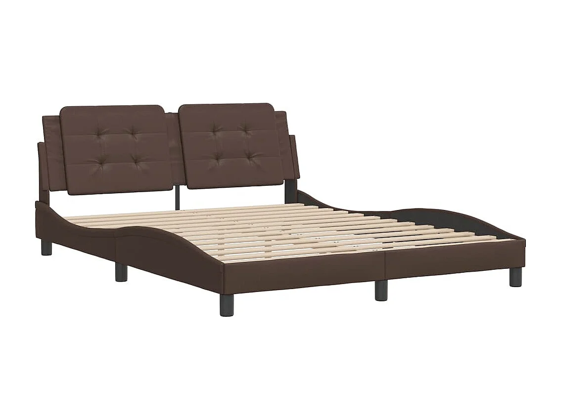 Bedframe met hoofdbord kunstleer bruin 160x200 cm