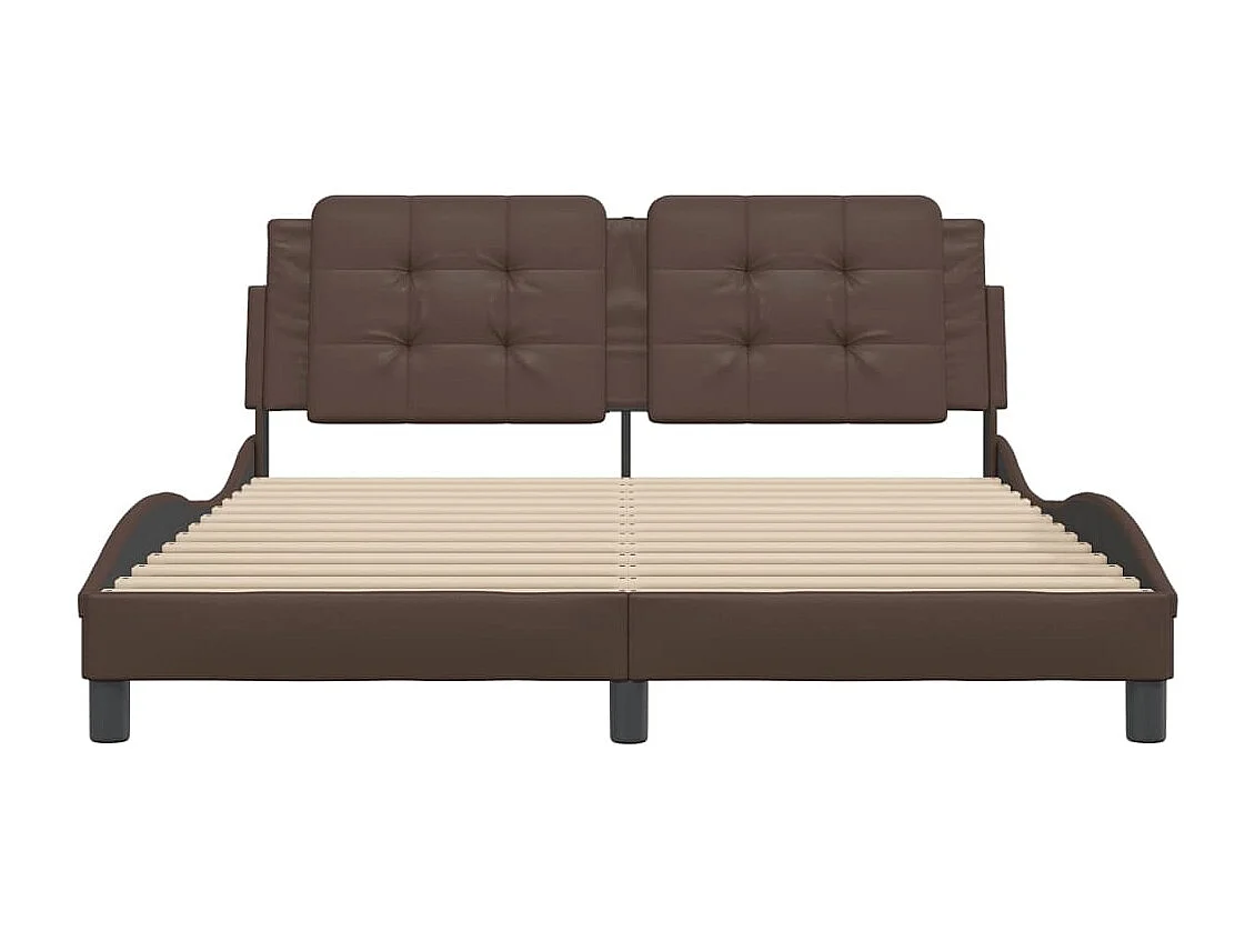 Bedframe met hoofdbord kunstleer bruin 160x200 cm