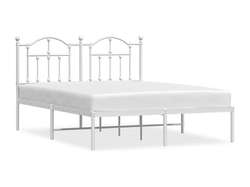 Cadre de lit métal avec tête de lit blanc 140x200