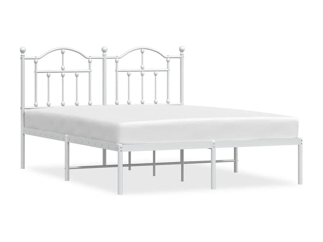 Cadre de lit métal avec tête de lit blanc 140x200