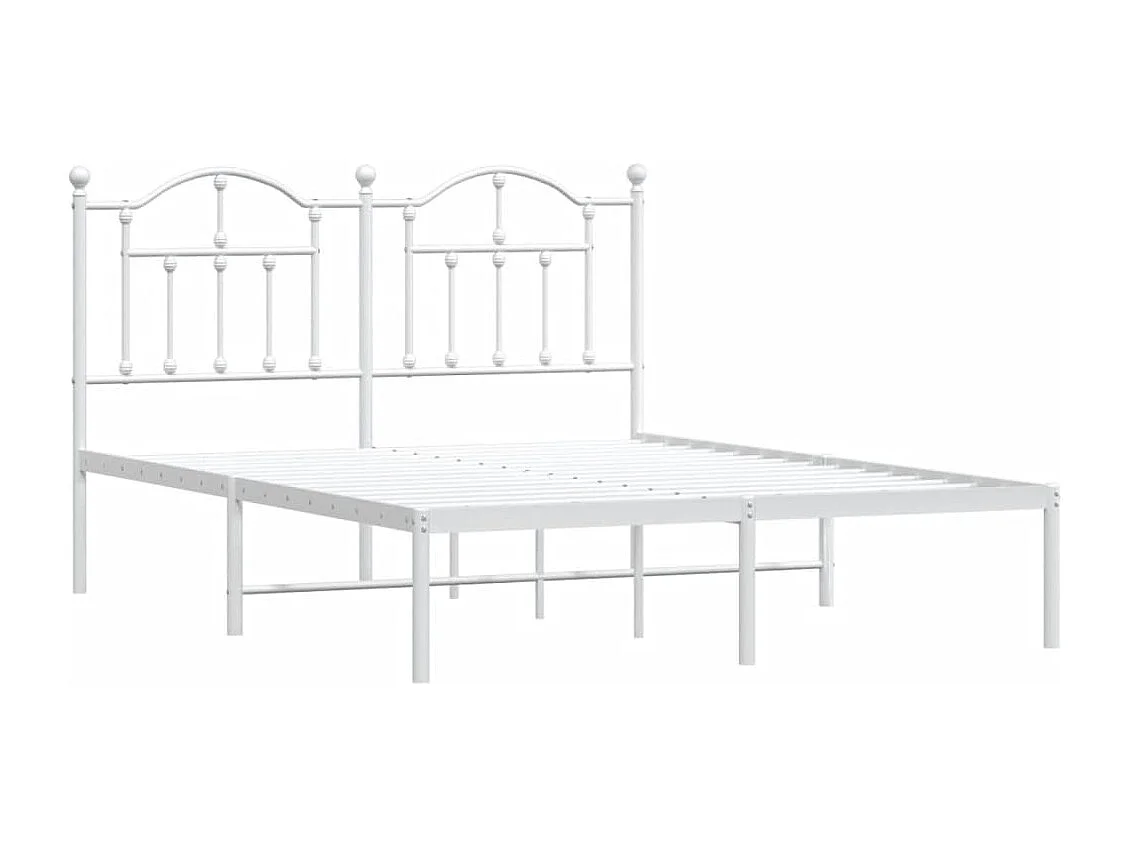 Cadre de lit métal avec tête de lit blanc 140x200