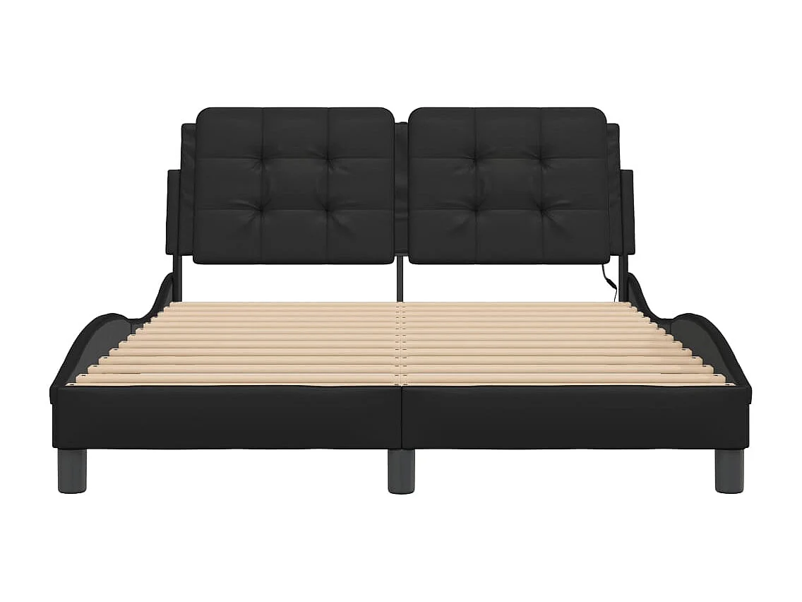 Cadre de lit avec lumières LED noir 140x190 similicuir