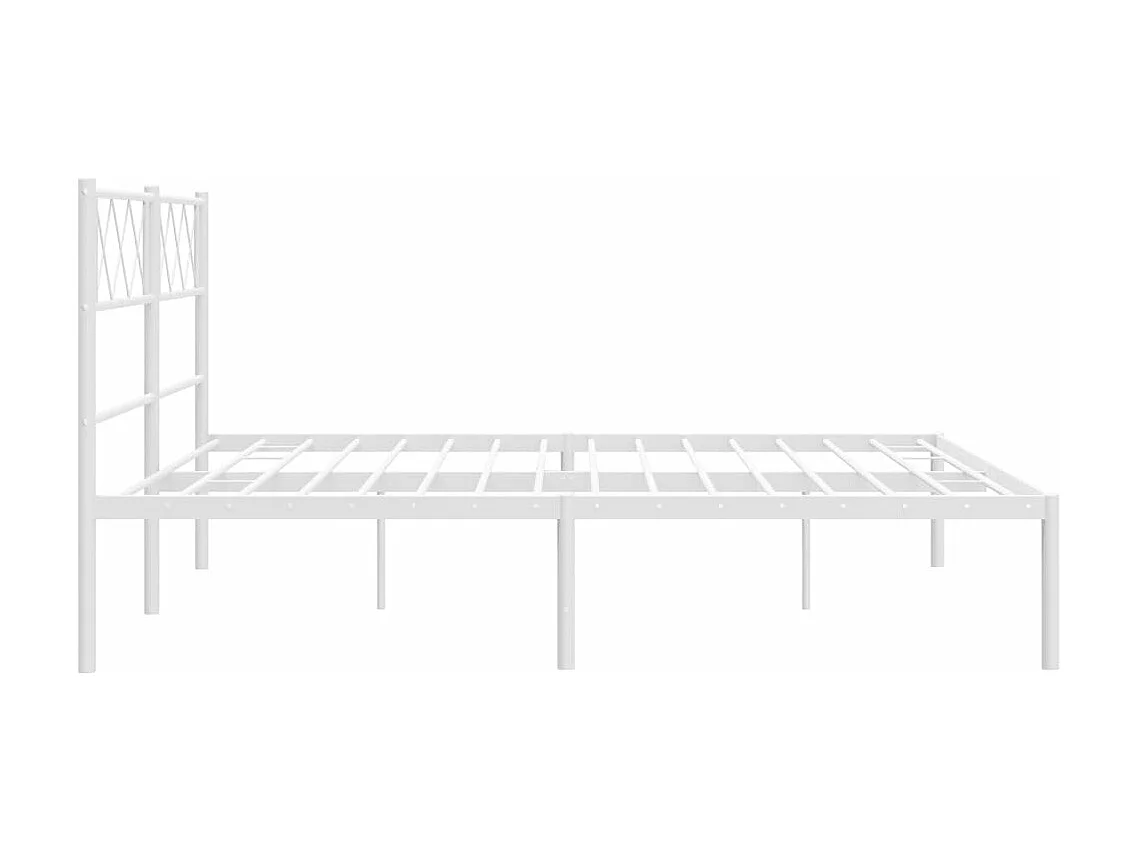 Cadre de lit métal avec tête de lit blanc 140x200