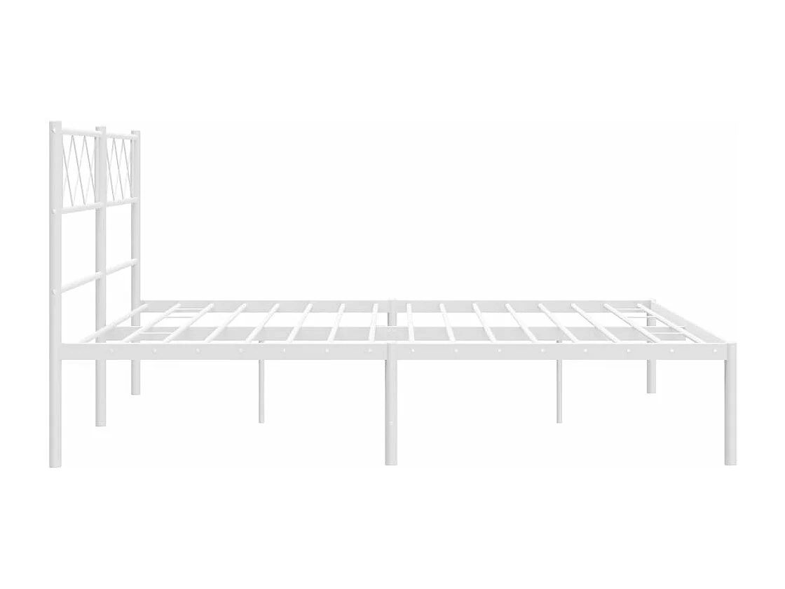 Cadre de lit métal avec tête de lit blanc 140x200
