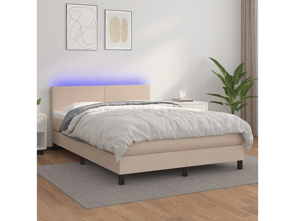 Sommier à lattes de lit avec matelas LED Cappuccino 140x190