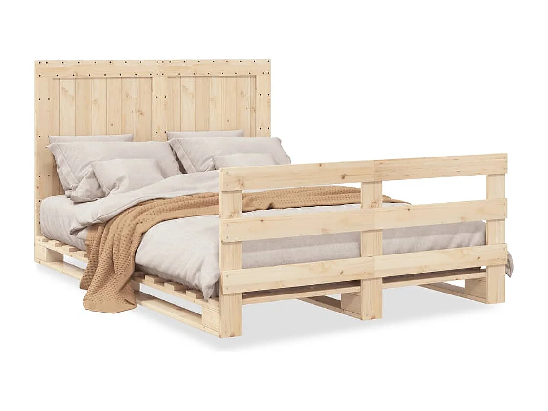 Cadre de lit avec tête de lit 140x200 bois de pin massif