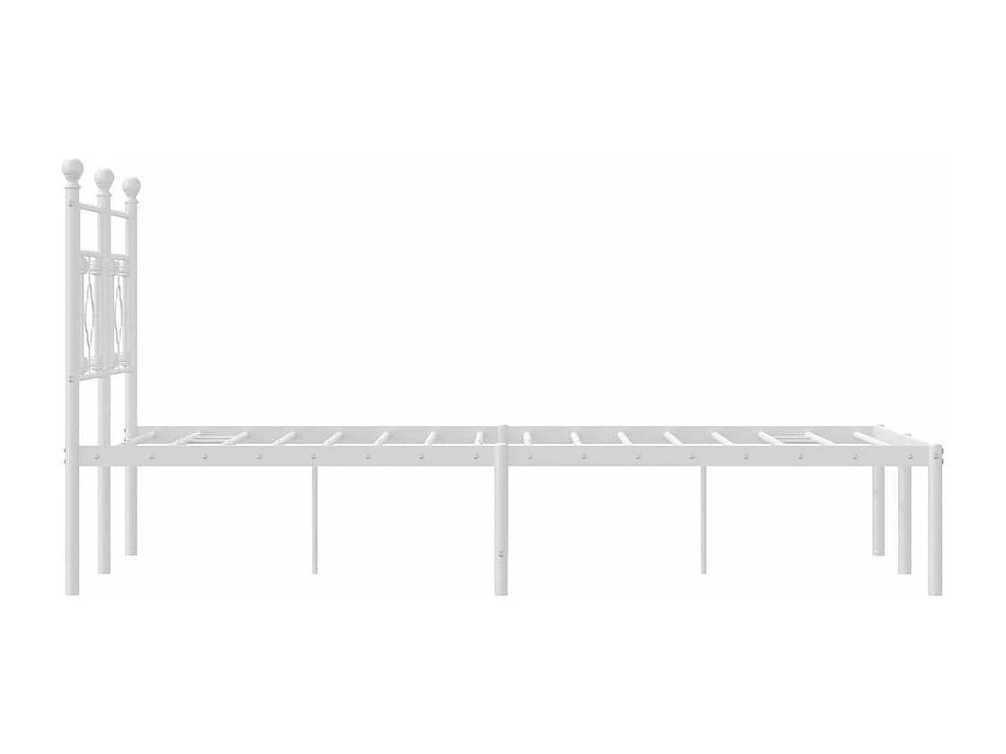 Cadre de lit métal avec tête de lit blanc 120x200