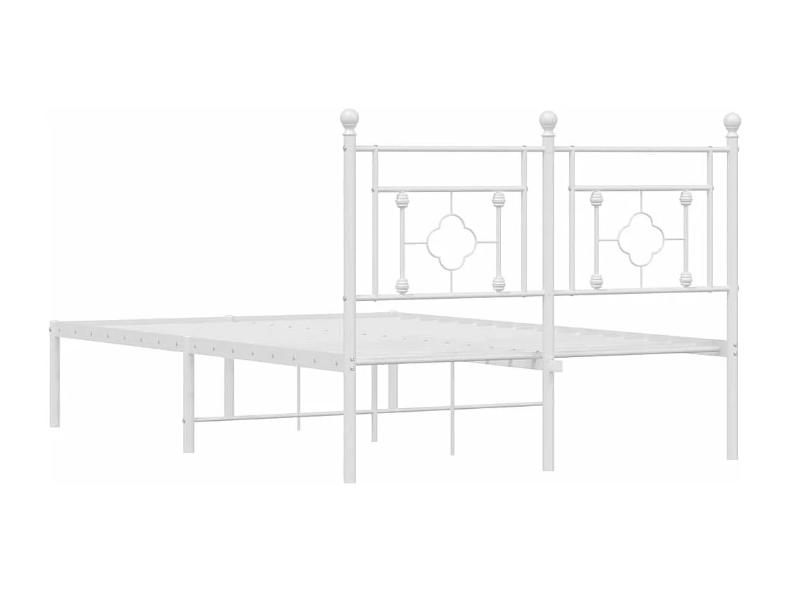 Cadre de lit métal avec tête de lit blanc 120x200