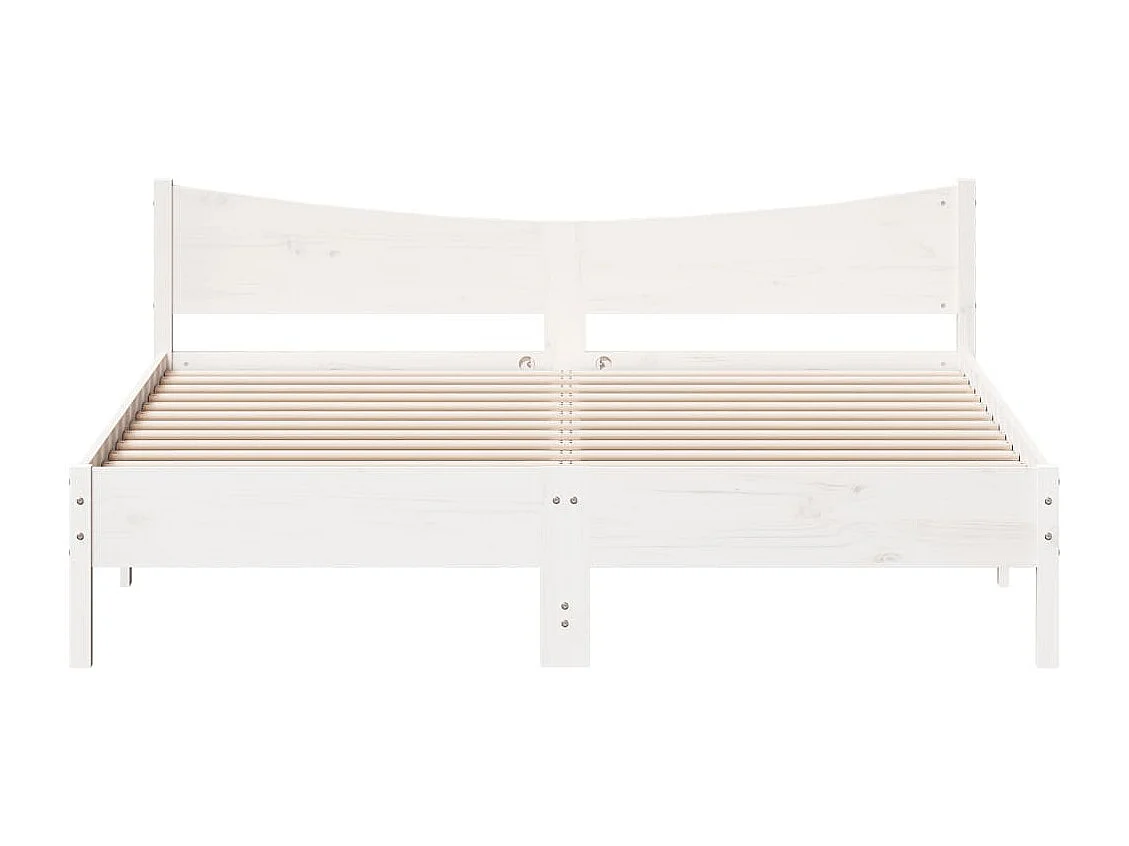 Cadre de lit et tête de lit blanc 180x200 bois de pin massif