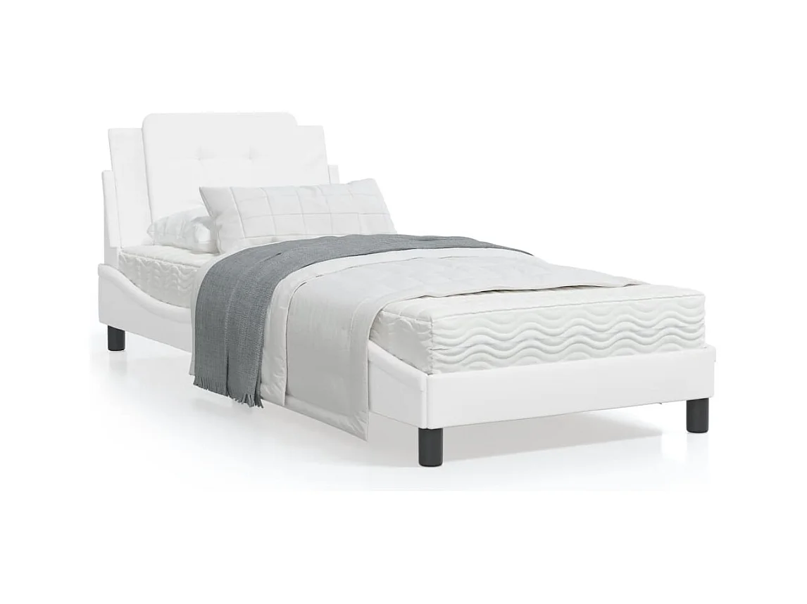 Lit avec matelas blanc 90x200 similicuir