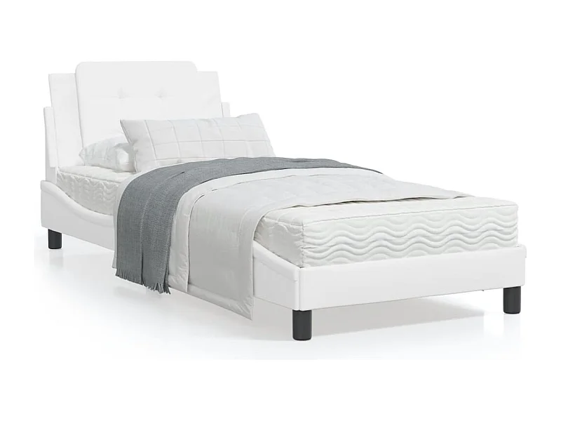 Lit avec matelas blanc 90x200 similicuir
