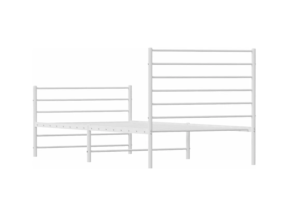 Cadre de lit métal avec tête de lit-pied de lit blanc 90x190