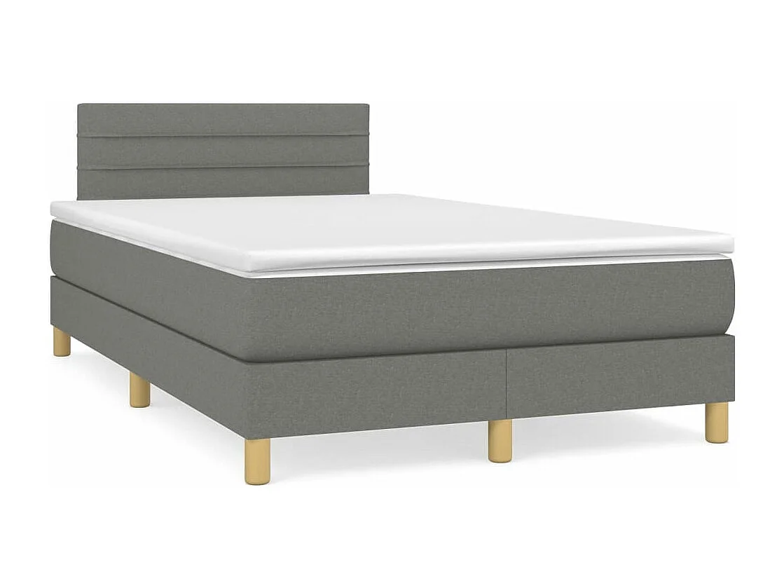 Sommier à lattes de lit avec matelas gris foncé 120x190 tissu