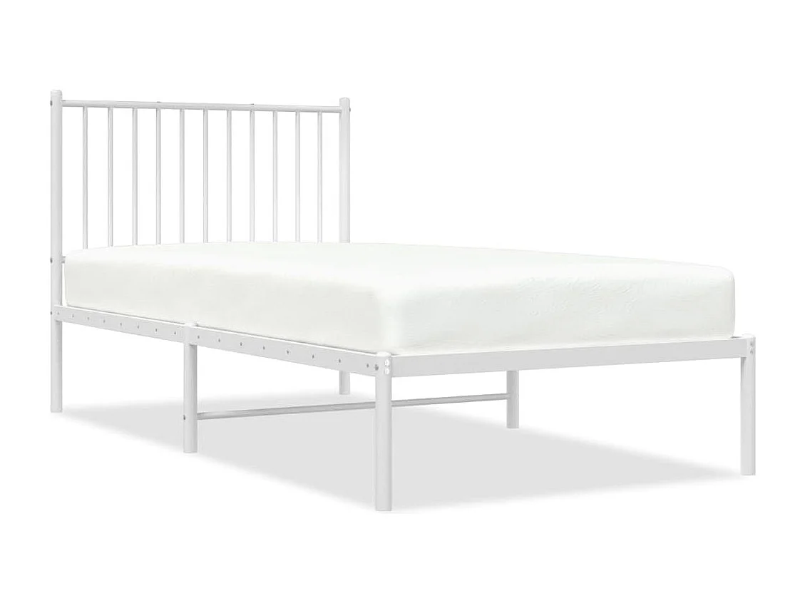 Cadre de lit métal avec tête de lit blanc 90x190