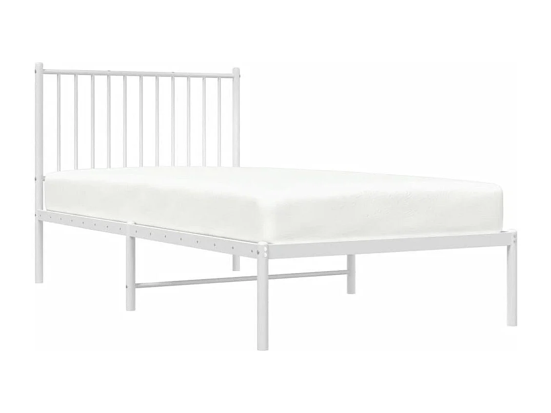 Cadre de lit métal avec tête de lit blanc 90x190