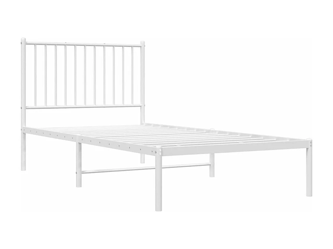 Cadre de lit métal avec tête de lit blanc 90x190