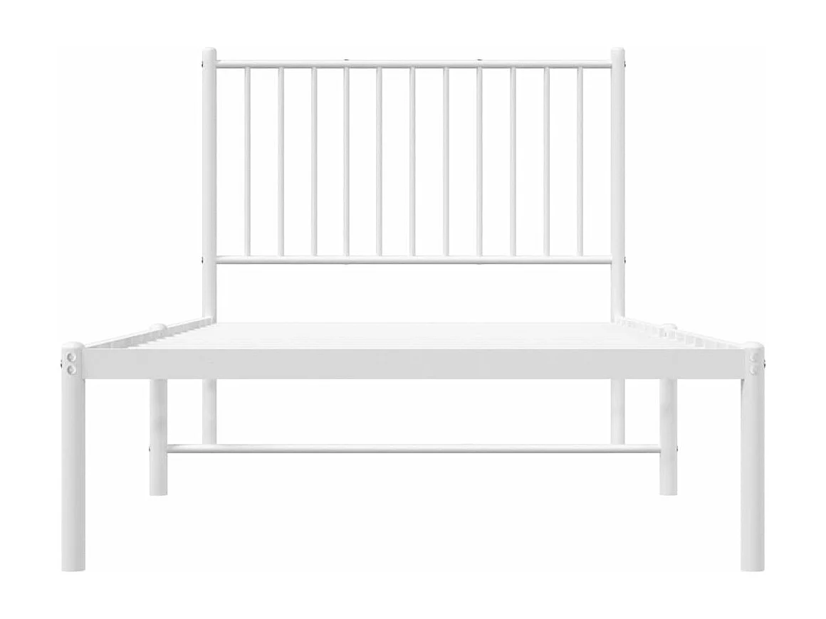 Cadre de lit métal avec tête de lit blanc 90x190