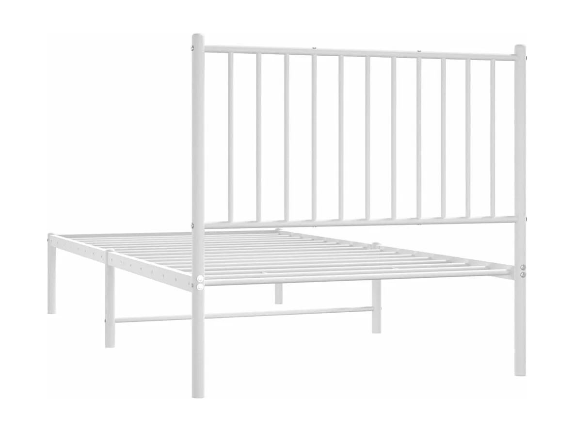 Cadre de lit métal avec tête de lit blanc 90x190
