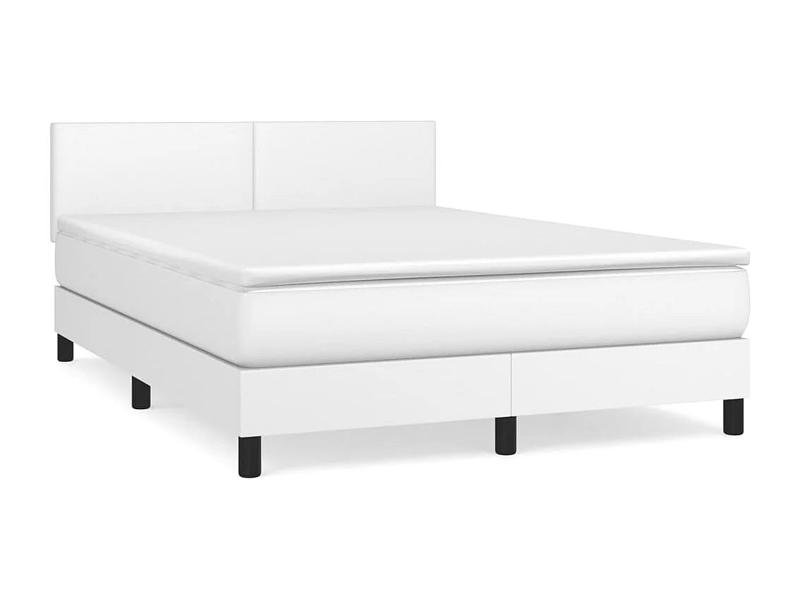 Sommier à lattes de lit avec matelas Blanc 140x190 Similicuir