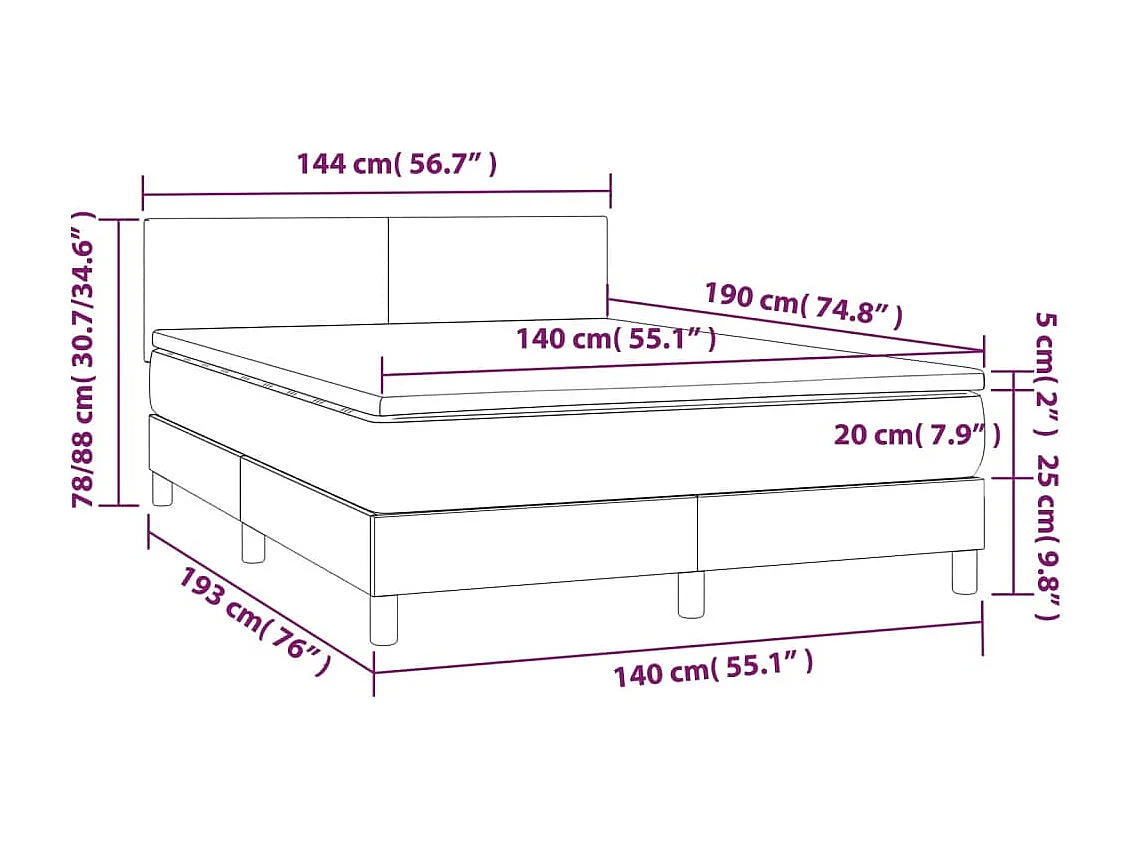 Sommier à lattes de lit avec matelas Blanc 140x190 Similicuir