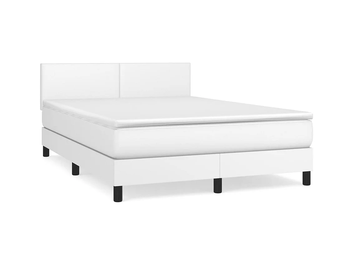 Sommier à lattes de lit avec matelas Blanc 140x190 Similicuir