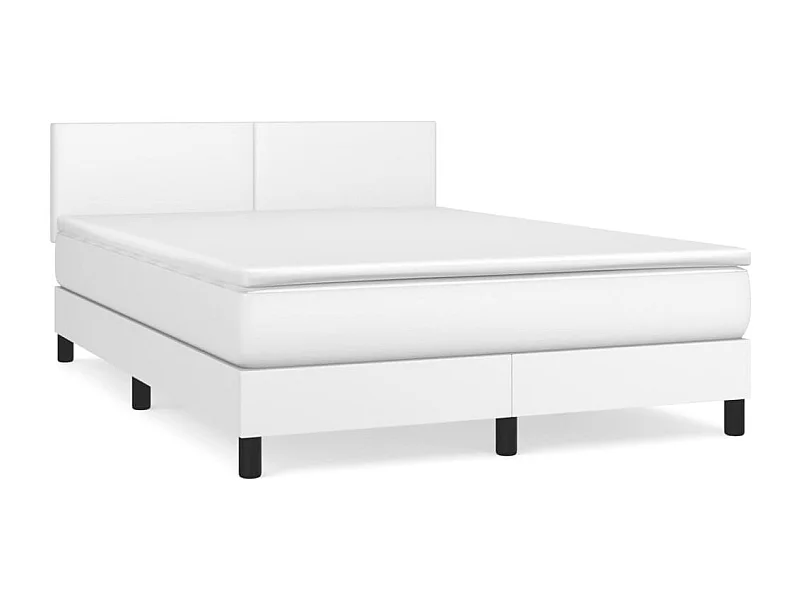 Sommier à lattes de lit avec matelas Blanc 140x190 Similicuir