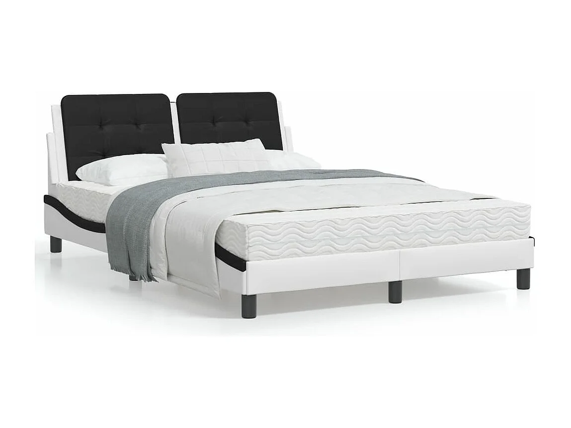 Lit avec matelas blanc et noir 120x200 similicuir