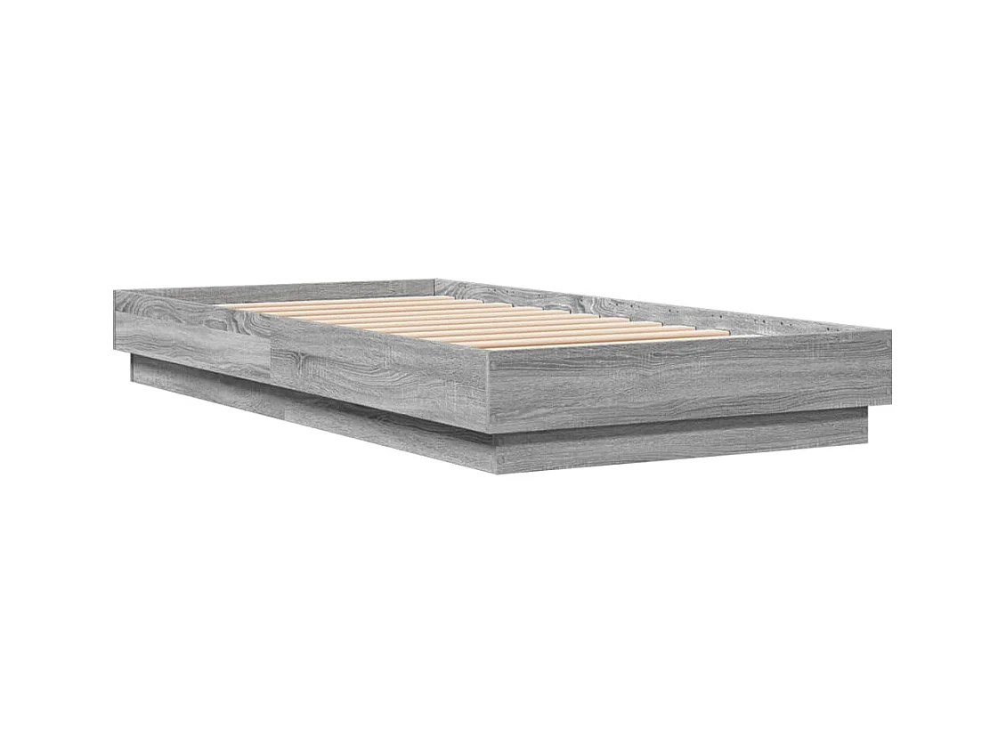 Cadre de lit avec lumières LED sonoma gris 90x190